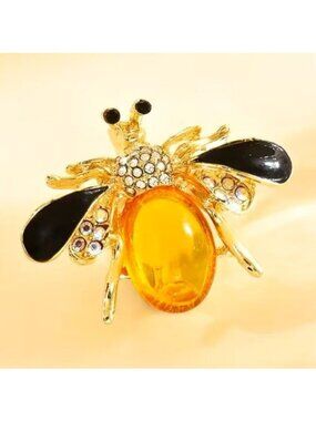 Bee Brooch Beautiful Rhinestone Pin Gemstone Glam Insect Bumble Sparkle Honey